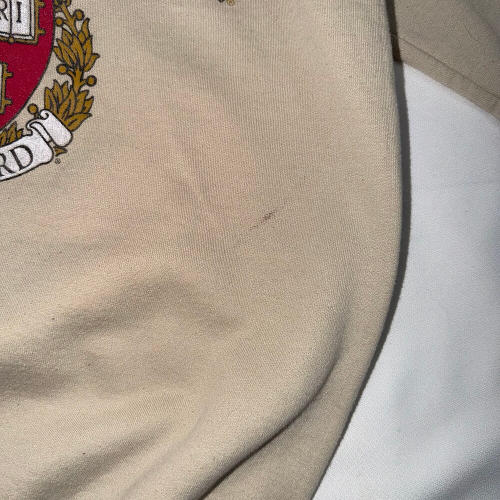 Cream Red Harvard University Collegiate Graphic Long Sleeve Crew Neck Medium - Picture 6 of 12